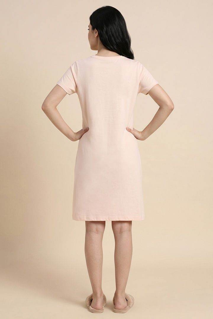 Zivame Farm Lore Knit Cotton Knee Length Nightdress - Silver Peony — image 3